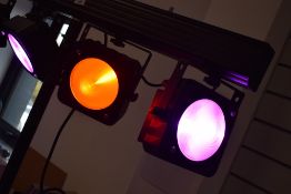 A set of Equinox stage lights , includes heavy duty stand, foam case , power lead and controller