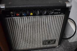A Ross practice amp and mic stand