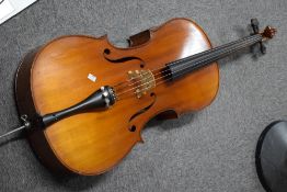 A traditional cello , labelled internally Suzuki no 71, 1978 , sold with canvas bag and bow