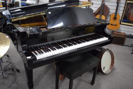 A modern 5ft baby grand piano in gloss black, Weber (Young Chang?) , Model number G-150, serial