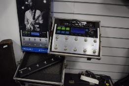 A TC Helicon Voice Live Three Guitar and Vocal effects pedal board with multi looper and switch