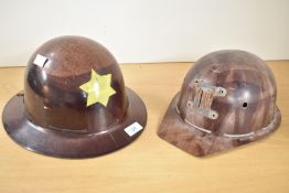 A 1954 Malcolm Campbell plastic 'Texolex' safety helmet, sold with a 20th century Mine Safety