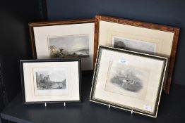 A selection of four 19th-century framed prints depicting country and pastoral scenes, to include