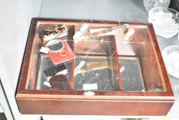 A selection of 20th-century sundry items, to include a large wooden and glass display box with