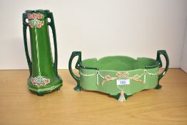 Two 20th-century Bohemia (Czech Republic) Eichwald Art Nouveau-style Majolica pottery pieces,