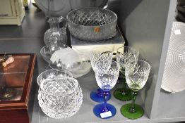 A quantity of 20th-century glassware, to include a Polish Elizabeth bowl with box, a set of four