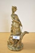 A 20th-century French bronze-cast figurine in the style of Pieri Chernet, depicting an elegantly