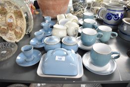 A quantity of 20th-century Denby pottery tableware, featuring 'Regency Green', 'Colonial Blue'