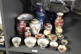 A selection of late 19th to early 20th-century Oriental pottery ware, to include a cobalt blue