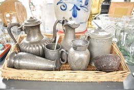 A quantity of late 19th to 20th century Pewter ware, to include a Prestons Limited hand hammered