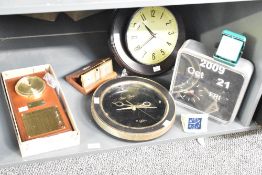 A quantity of 20th century mantel, desk and wall clocks, to include a Trim Time by Stylex wall