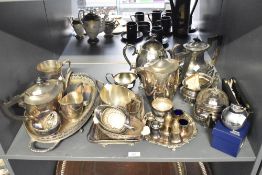 A large quantity of late 19th to 20th-century silver plate and white metal tableware, to include a