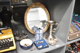 A quantity of 20th-century sundry items, to include an Angora silver plated five-arm candle