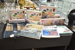 A selection of unused Art materials, to include unopened sets of acrylic paint, a set of 25 soft