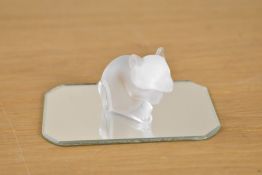 A 20th-century French Lalique frosted crystal mouse figurine, of a sweet crouched stature with