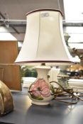 A 20th-century Moorcroft Magnolia pattern table lamp, of baluster form decorated with tube-lined