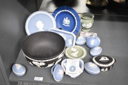 A collection of 15 late 20th century Wedgewood jasperware, featuring five 1980s The Wedgwood