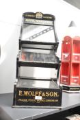 An antique pencil shop display case by E.Wolff & Son, Falcon Pencil Works, London S.W. Made for