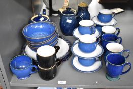 A selection of 20th-century blue Denby Pottery ware, featuring 'Midnight', 'Jet', 'Imperial