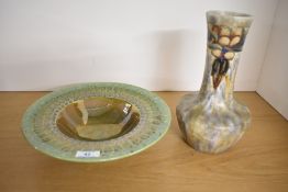 Of local interest, a Tobias Harrison of Cumbria studio pottery bowl, having a wide, flat rim