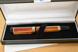 A boxed Sigma converter fill fountain pen in Toucan having Iridium Point Germany nib