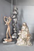 A 20th-century bronze figure of the French playwright Moliere, sold with an Art Nouveau style statue