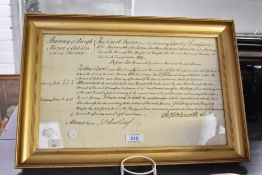 Of local interest, an 18th-century handwritten historical legal document signed by John