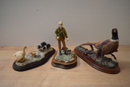 A group of three Border Fine Arts figure/animal groups comprising 'Sheepdog Trials' designed by