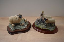 Two Border Fine Arts animal groups comprising 'Bolted' model number A1017 designed by Hans