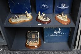 Four Border Fine Arts animal groups to include 'First Lesson' model number JH38 designed by D Walton