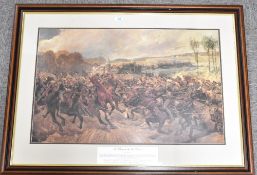 WW1-related mounted, framed and glazed contemporary military colour print after the painting 'The
