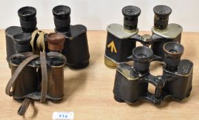 Hy. F. Purser & Brother of London military magnification X6 binoculars, dated 1918 No. 68901 without
