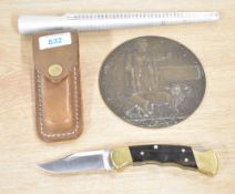 BUCK U.S.A. Model 112 Buck 'farmers knife' 8cm locking blade with two piece rosewood handle and