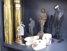 WW1-related collectibles, comprising three pieces of porcelain Military Crested Ware or crestware,
