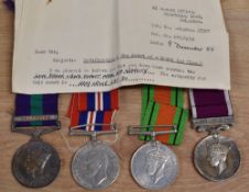 WW2 and earlier group of medals, comprising General Service Medal 1918-62 with clasp for PALESTINE