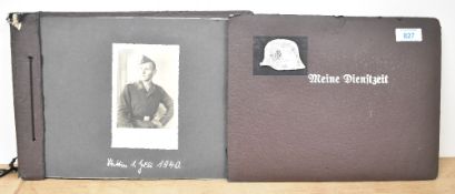 WW2 German Army Photograph Album having detached cover with German helmet in silver and embossed