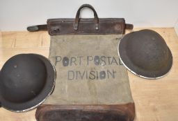 WW2-period Brodie-type Steel Combat Helmet, rough textured combat black overpainted finish to the