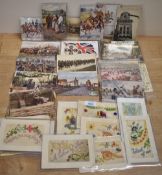 WW1 British military related postcards, 80plus mainly WW1 real photograph cards, including 39no.
