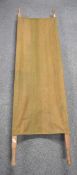 WW1 period folding canvas stretcher, probably Royal Army Medical Corps RAMC and used to carry