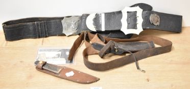 CANADA 48th Highlanders 134th Overseas Battalion dark brown leather cross belt fitted with white