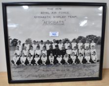 1974 Royal Air Force Gymnastic Display Team 'Aerobats' framed photograph, all named by signature,