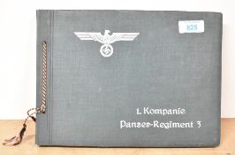 WW2 German Army Photograph Album, embossed cover with Wehrmacht breast eagle and 1. Kompanie