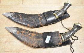 Indian made vintage Nepalese Gurkha-style kukri knife/daggers, two ornamental pieces with the