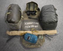 British Army field-operations items comprising an Anti Gas S3 MKII Haversack Respirator dated 1972