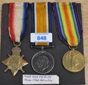 WW1 medal trio to Royal Field Artillery, comprising 1914-15 star correctly impressed 13266 GNR. F.G.