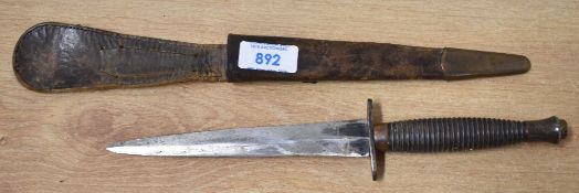 Fairbairn Sykes-style WW2 period Commando fighting knife, polished and sharpened double-edged,