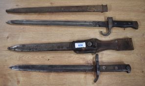 Finnish bayonet in the style of Hackman & Co, 29.5cm single-edged fullered blade, tarnished, in