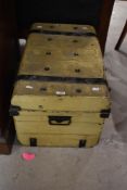 A vintage painted tin trunk, of traditional design 63cm