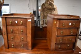 A pair of Victorian repurposed dressing table drawer set, in the Wellington style, each approx.