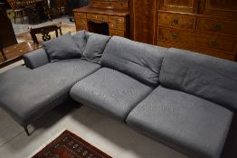 A large modular settee by ROCHEBOBOIS in three sections, one section badly stained/bleached, maximum